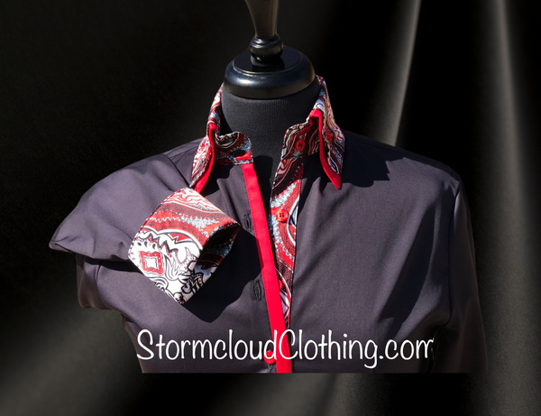 Black with Red Double Collar Ladies Show Shirt Stormcloud Clothing Black with Red Double Collar Ladies Show Shirt Stormcloud Clothing