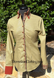 Metallic Olive with Ash Red Paisley Double Collar