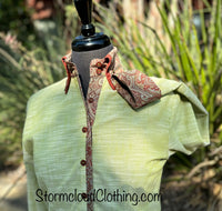Leaf Green with Ash Red Paisley Double Collar Show Shirt
