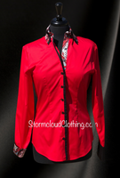 Red with Black Double Collar Ladies Show Shirt