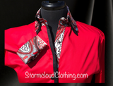 Red with Black Double Collar Ladies Show Shirt