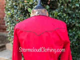 Red with Chocolate Double Collar w Silk Paisley