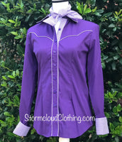 Royal Purple, Gingham Contrast Ladies Western Shirt