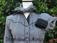 Black & White Check Gingham with Black Contrast