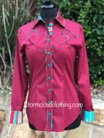 Burgundy with Turquoise Serape