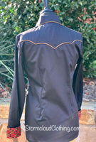 Black Sateen with Bronze Piping