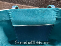 Cobalt and teal caviar leather tote
