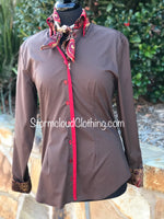 Chocolate with Red Double Collar w Silk Paisley