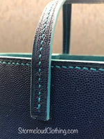 Cobalt and teal caviar leather tote